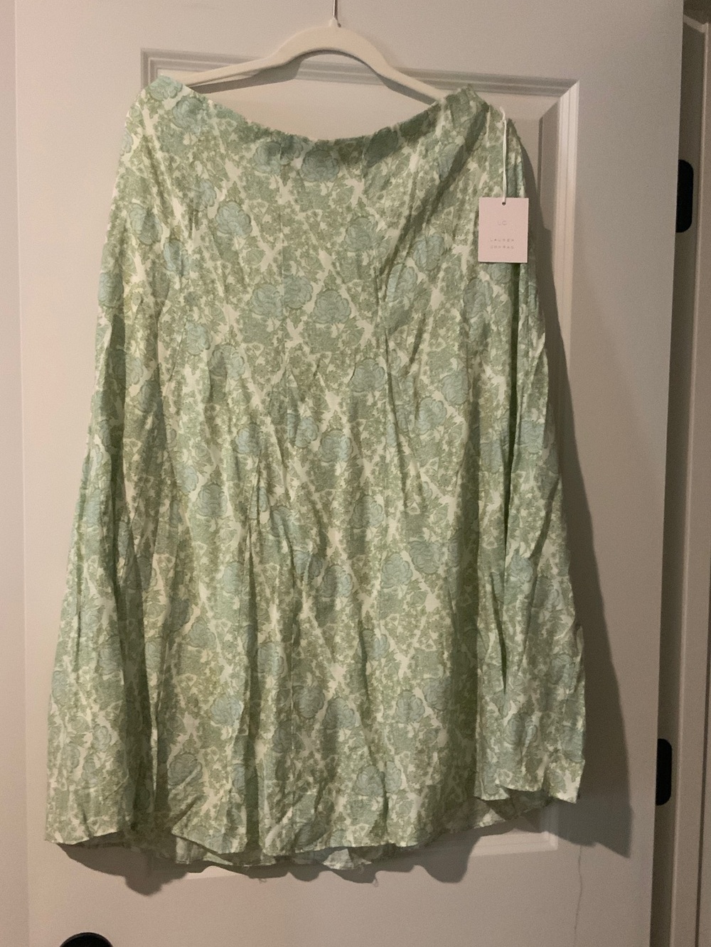 LC Lauren Conrad Mint and Cream Floral A-Line Skirt